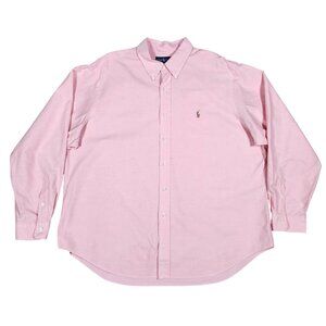 Ralph Lauren Mens Solid Pink Classic Fit Button-Down Shirt XXL